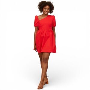Park & Fifth Stylish Red Dress with Asymmetrical Collar